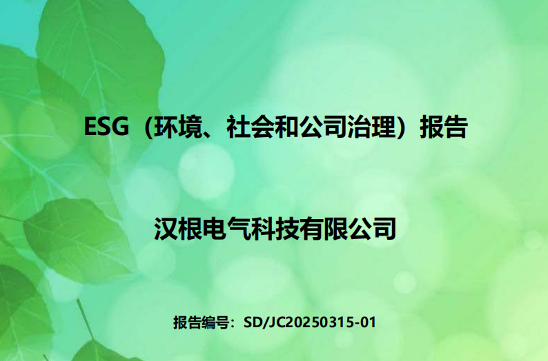 漢根電氣科技有限公司-ESG(環(huán)境、社會和公司治理)報告